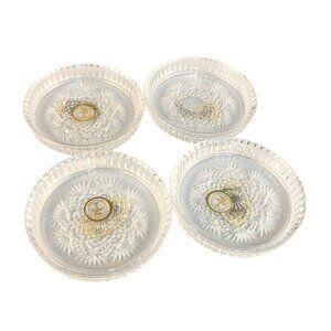 Set Of 4 Crystal Clear Industries Essex Pattern 24% Lead Crystal Coasters Made I